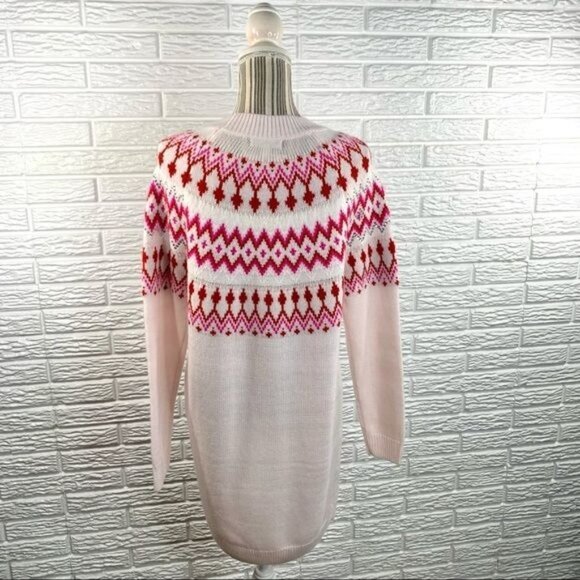 Asos Pink & Red Patterned Sequined Sweater Dress Size 2 - Picture 6 of 6